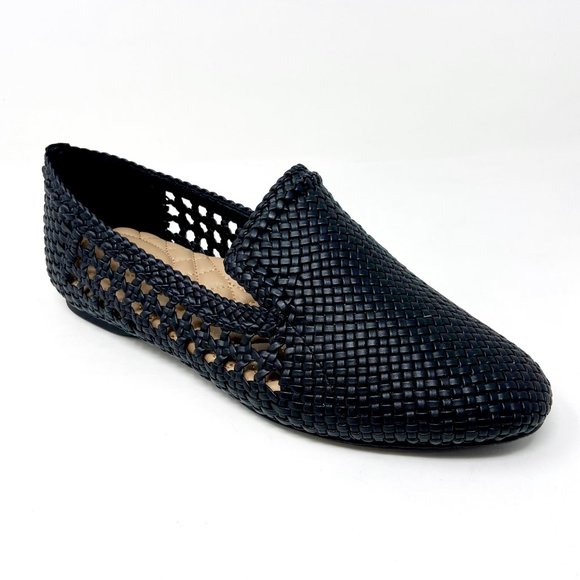 Birdies The Starling Black Woven Womens Slip On Vegan Leather Loafers - Picture 2 of 5